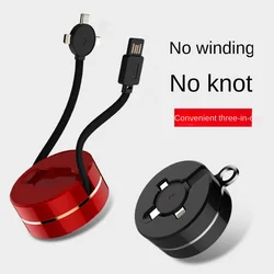 66w Super Fast Charging One-to-three Retractable Data Cable Mobile Phone Three-in-one Charging Cable