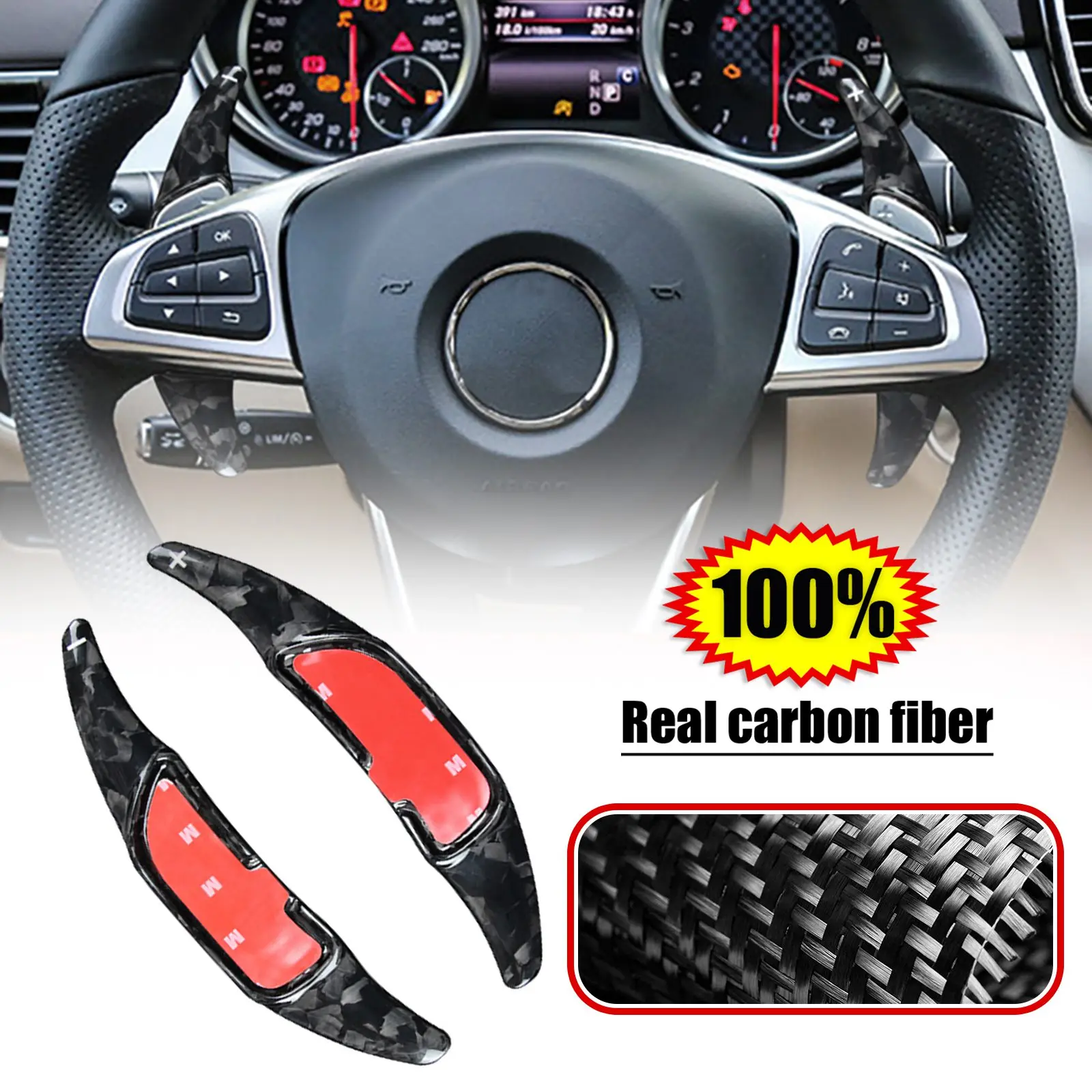 Carbon Fiber Steering Wheel Paddle Shifter Extension Fit For Benz AMG C63 C43  G63 2019-2025 SL63 2016  GLS63 2016-2025