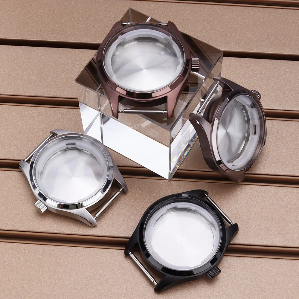 

40mm Watch Cases Brushed Design 316L Steel Case For Pilot NH35 NH36 NH34 NH38 Movement 33.5-34.3mm Dial 10ATM Repair Tools Parts