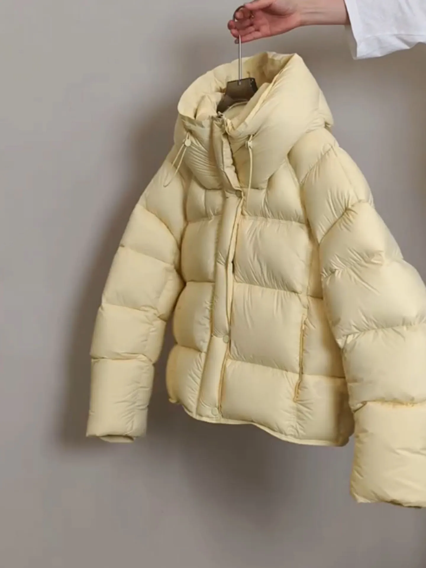 Premium ort Puffer Jaet Damen SLE Warm Gelb Brotmantel Hohe Taille Lange Sve Reißverschluss Alltagskleidung Polyester F...