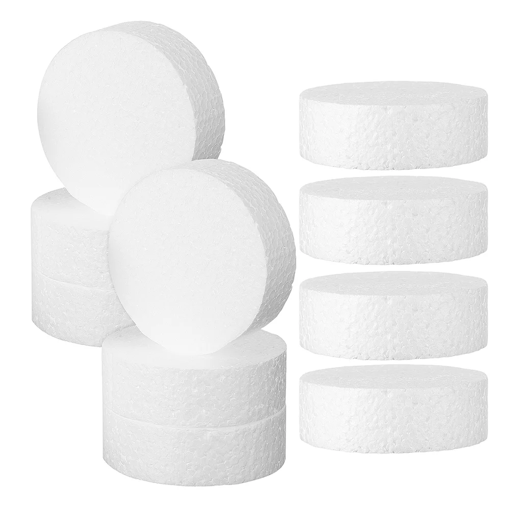 

10 Pcs Cake Model Foam Cylinder Column Cushion Fake Cakes Blocks Polystyrene Cupcake Circles for Crafts Discs Baking Dummies