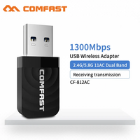 1300Mbps Adaptador Wifi USB Network Card RTL8812BU USB3.0 Wi-fi Adapter 2dBi 2.4G/5ghz Wireless Dongle Windows 11 10 Mac Linux