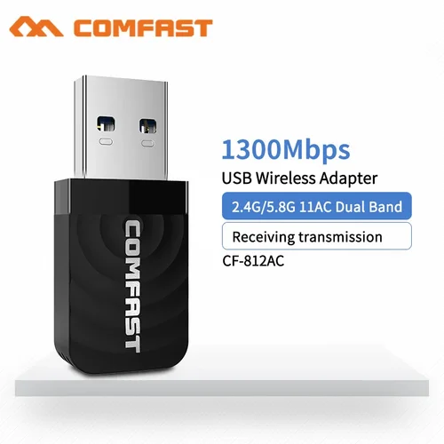 와이파이 USB 네트워크 카드 어댑터, 1300Mbps, RTL8812BU, USB3.0, 2dBi, 2.4G, 5GHz, 무선 동글, 윈도우 11, 10 맥 리눅스  Best5