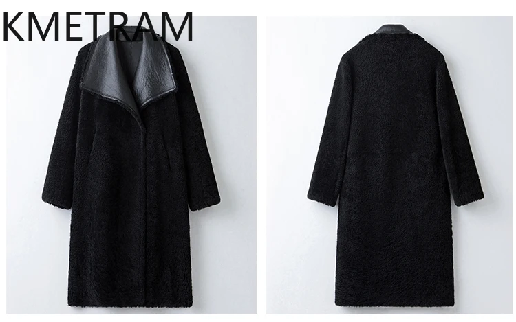 KMETRAM peau de mouton mérinos naturelle avec laine attaché manteau revers longue veste de fourrure véritable manteaux d'hiver femme vêtements шуба ж Dön mena