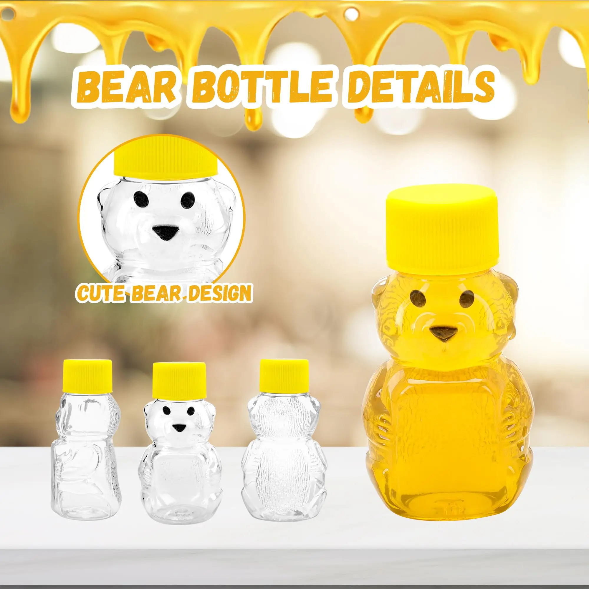 20pcs/50pcs 2 oz Honey Bear Bottle with Yellow Lids Bear Shape Juice Bottle Wedding Guest For Gifts Baby Shower Party Favors