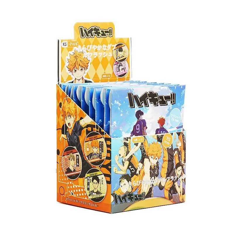 

Haikyu!! Volleyball Boys Blind Box Glass Shard Holographic Badge Pin Peripheral Blind Draw 75mm Tinplate Grit
