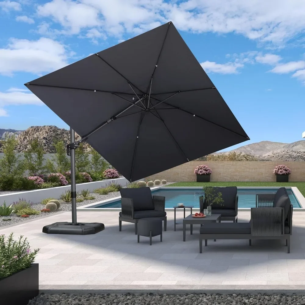 

9' X 12' Patio Umbrella, Outdoor Cantilever Swivel Rectangle Umbrellas with Tilt Aluminum Offset Umbrellas, Outdoor Umbrella