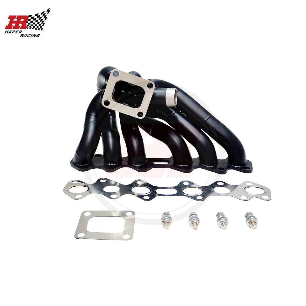 

HAPER RACING Black Ceramic Coating SS304 3mm Thick schedule T4 2JZGTE 2JZ-GTE 2JZ GTE Equal Length T4 Turbo Manifold