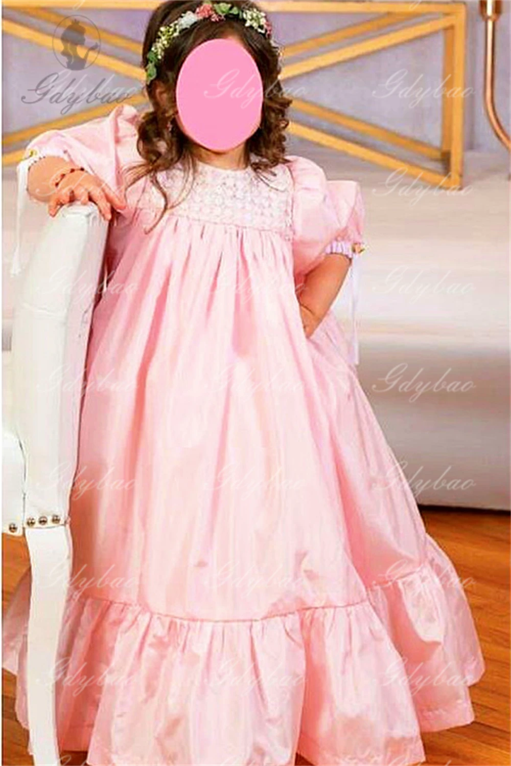 Pink Sister Gowns For Wedding Tiered Flower Girl Dress Birthday Puffy Sleeve Party Banquet Princess Teen Gowns