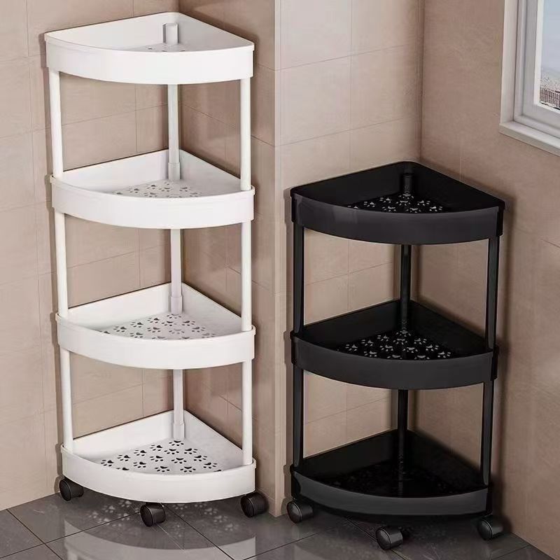 Multilayer Corner Floor Stand Kitchen Bathroom Storage Rack Triangle Shelf Organizer for Toilet Shower Room