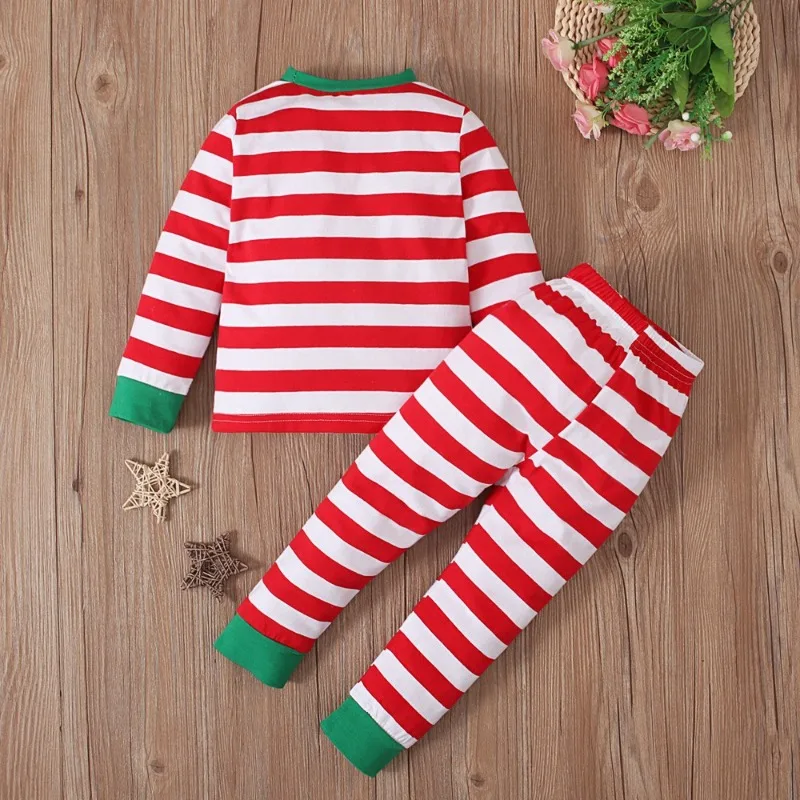 Halloween Christmas Stripes Pajamas Kids Baby Top + Pants 2 Piece Suits Homewear Children's Sleepwear Xmas Clothing Sets