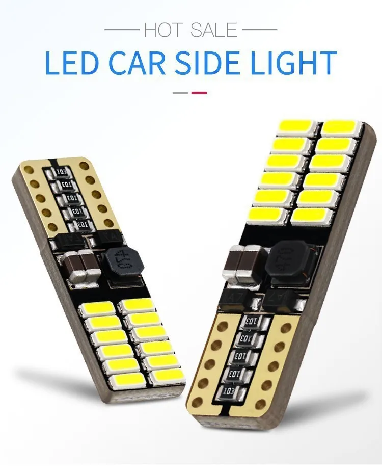 Indicatore di larghezza a LED per autoveicoli Lampadina T10 Luce da lettura 24smd In evidenziazione continua Luce targa piccola