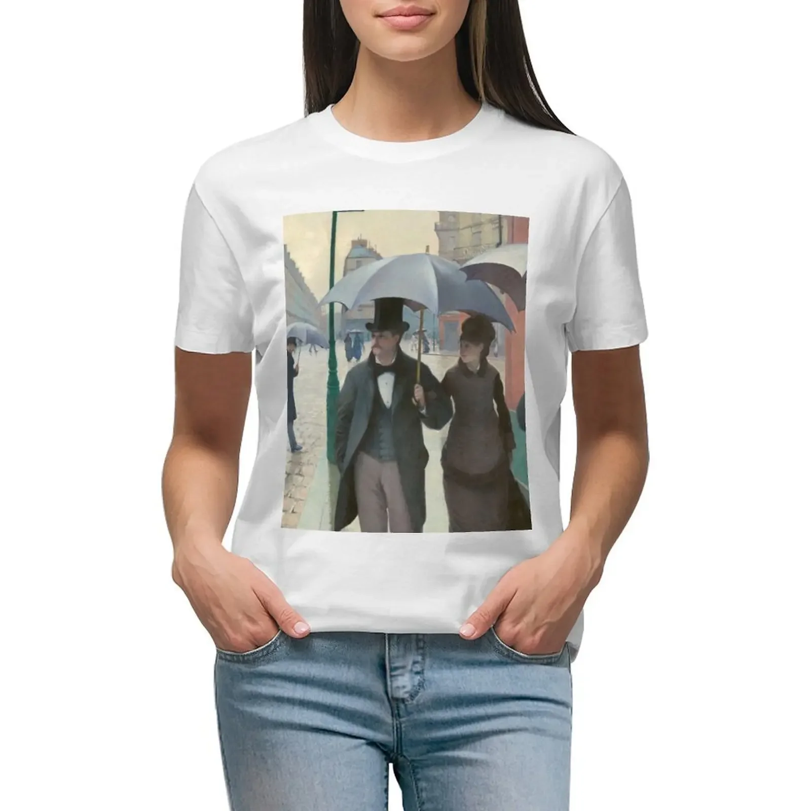 

Paris Street; Rainy Day - (Rue de Paris, temps de pluie) - Caillebotte T-shirt Blouse funny t shirts for Women