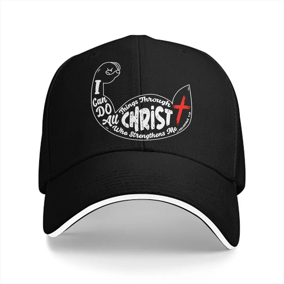 Washed Men's Baseball Cap Who Strengthens Me Trucker Snapback Caps Dad Hat I Can Do All Things Christ