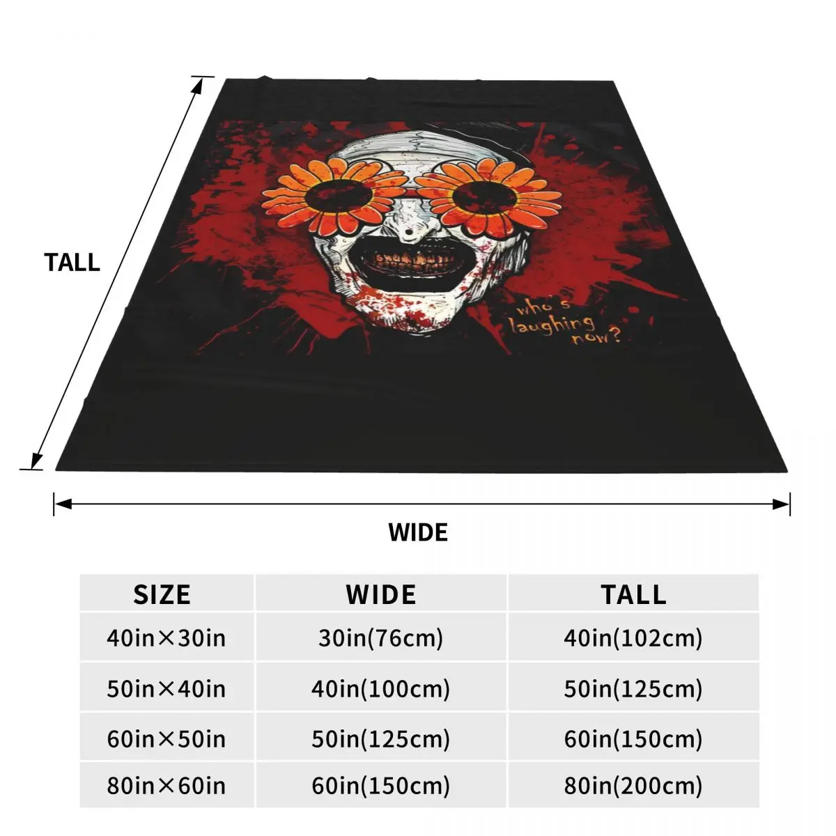 The Terrifier Art The Clown Flannel Blanket Soft Warm Throw Blanket for Living Room Decorative Funny Bedspread Sofa Bed Cover