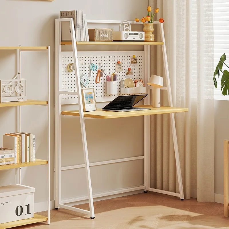 Installation-free folding desk, small household computer desk, bedroom bedside table, simple rental house learning hole board