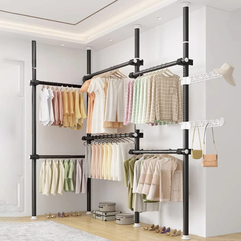 

Bedroom Wardrobes Top-standing Clothes Drying Rack Indoor Household Clothes Hanger Retractable Clothes Drying Rod Storage Rack