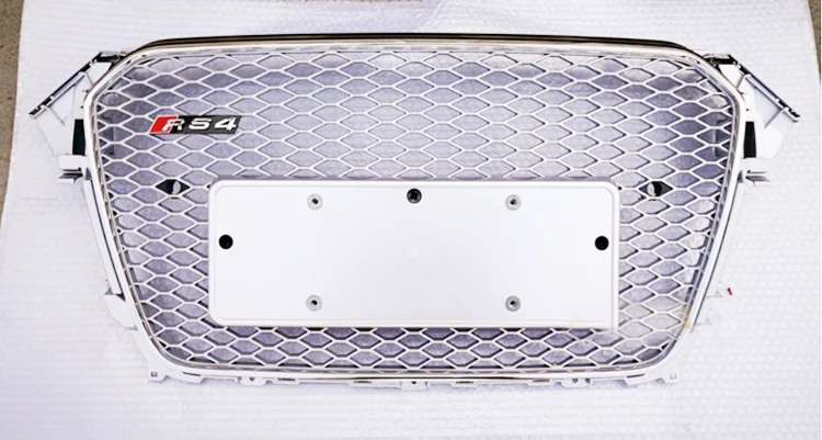 Automotive Parts Silver Honeycomb RS4 Style Front Grille For 2013-2016 Audi A4 B8.5 Facelift