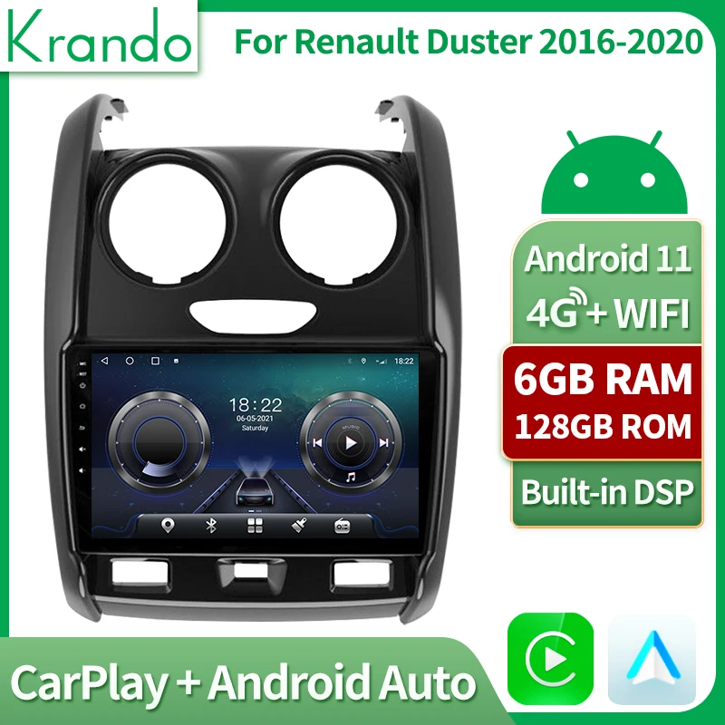 

Krando Car Radio 9'' Android 11 Autoradio For Renault Duster 2016-2020 Intelligent System Multimedia Video Player Navi GPS 4G