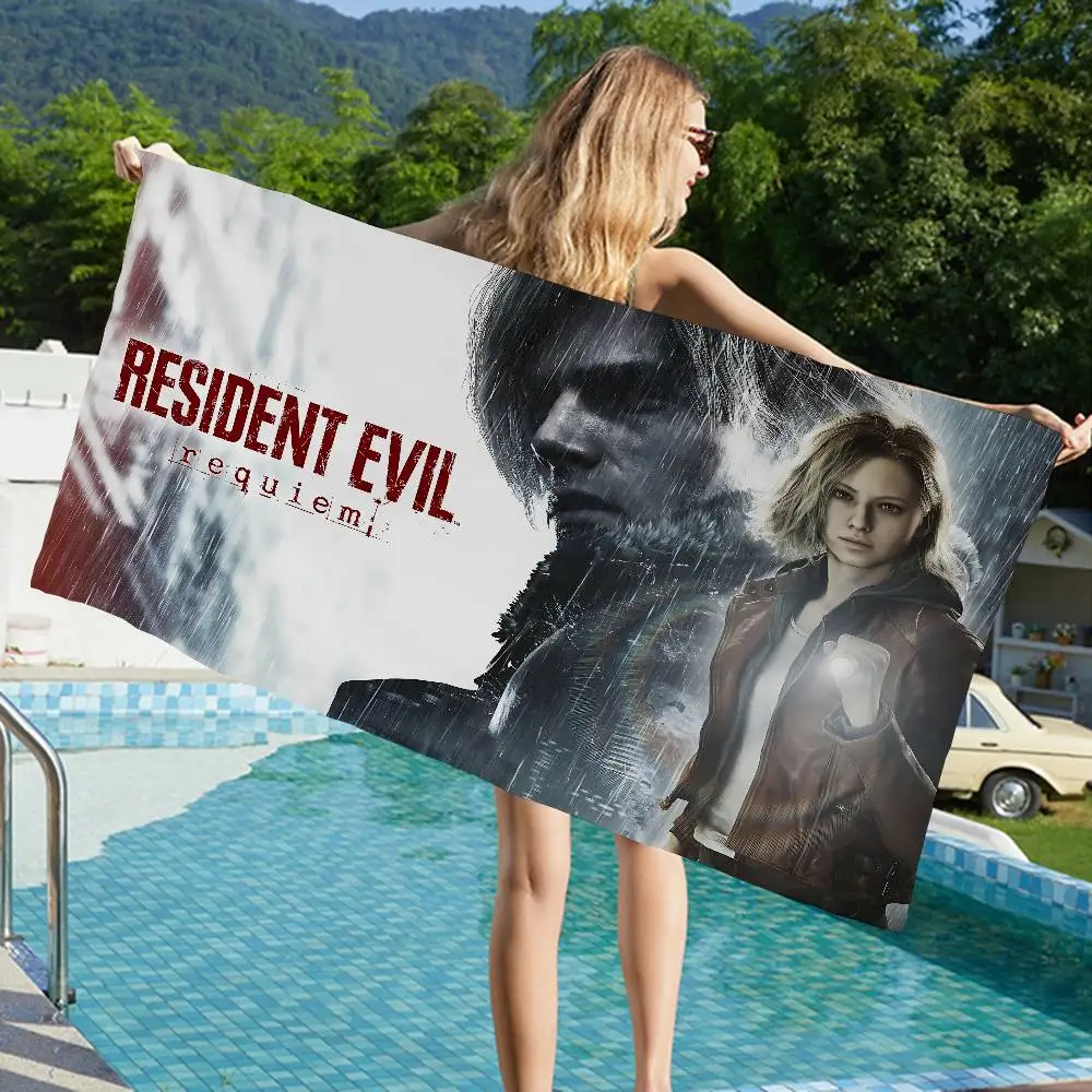Survival Horror Game R-Resident E-Evil Bath Towel Microfiber Soft Water Absorbing Breathable For Girl Kids Decorative Cartoon