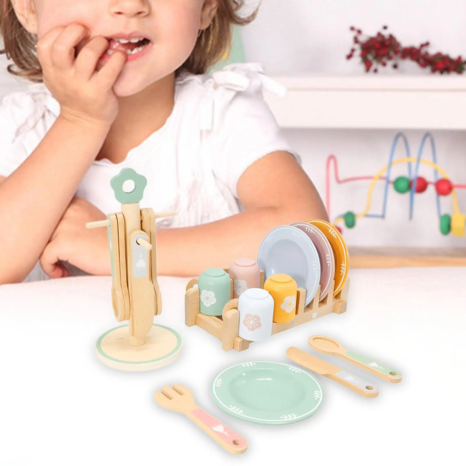 Ensemble de jeu de cuisine pour enfants, vaisselle en bois, accessoires de jeu pour enfants, ustensiles de cuisine, accessoires de cuisine, 22 pièces