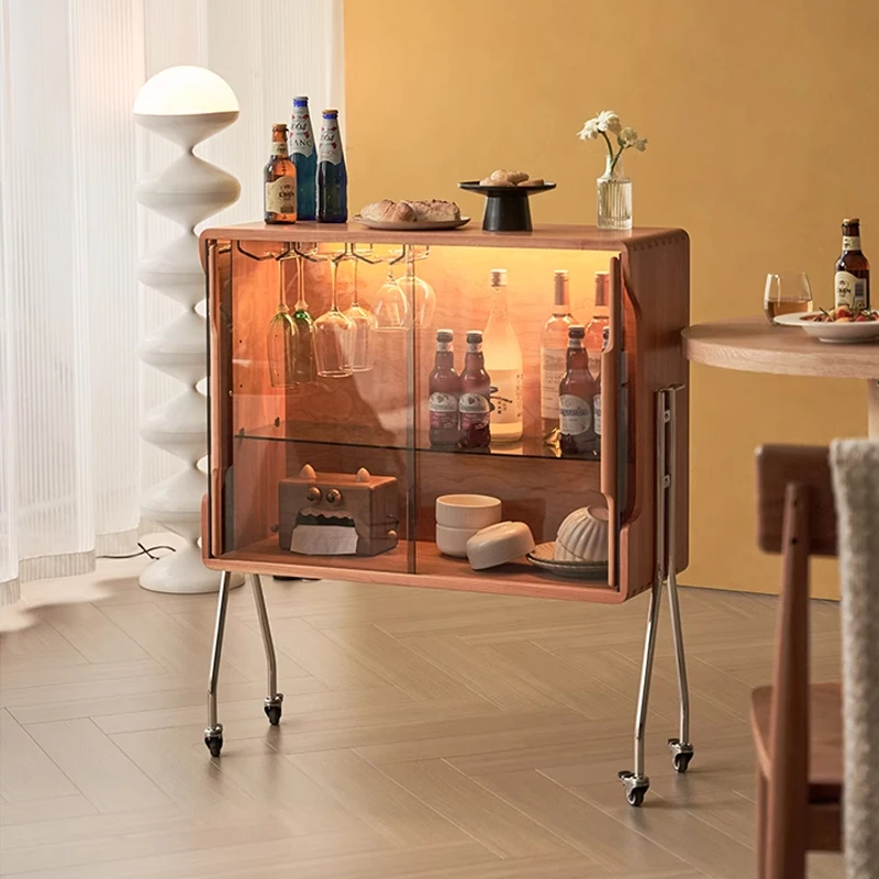 خزانة مشروبات قابلة للإزالة من الخشب الصلب وخزانة من القرون الوسطى وخزانة جانبية لتناول الطعام وخزانة غرفة المعيشة وخزانة تخزين من الفولاذ المقاوم للصدأ #4