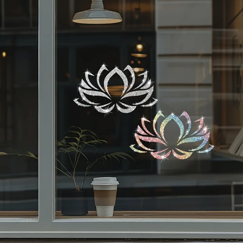 1 قطعة تقليد الماس بريق لوتس نمط ملصقات نافذة مقاوم للماء للمرايا الزجاجية أبواب الثلاجة شارات الفينيل المحمول #3