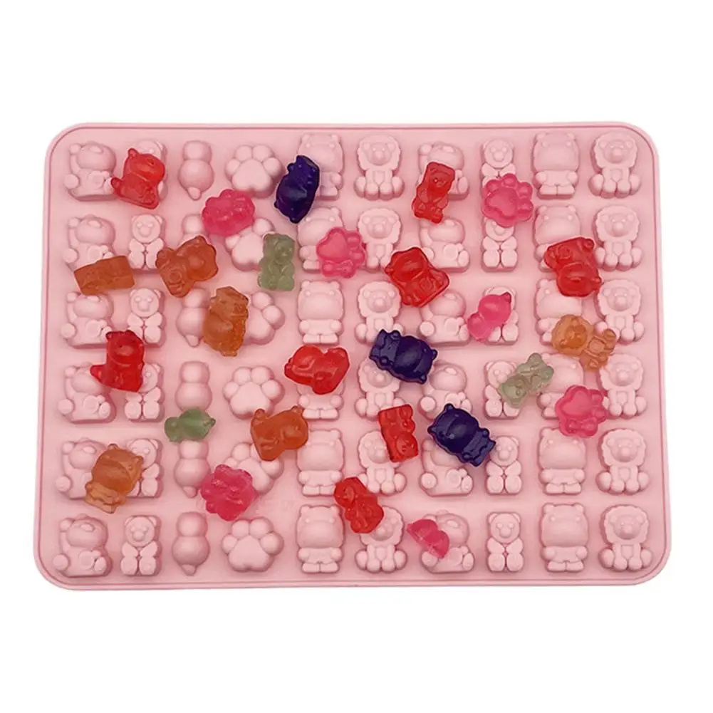 60 Cavity Mini Cat Paw Bear Gummy Silicone Mold Cartoon Animal QQ Candy Mold Jelly Chocolate Moulds Cake Tool Epoxy Baking Mould