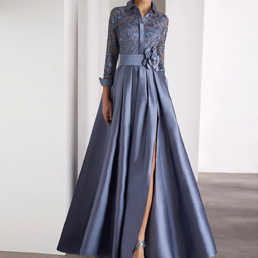 

Вечерние платья русалки по индивидуальному заказу, длиной до пола, с высоким воротом и длинными рукавами, платье для выпускного вечера, модное плиссированное платье с цветами, простое драпированное вечернее платье