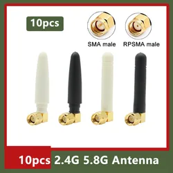 10PCS Mini 2.4G 5.8G Dual Band Rubber Duck Glue Stick Whip Antenna 2.4GHZ Zigbee Bluetooth Router Aerial SMA male Signal Boost