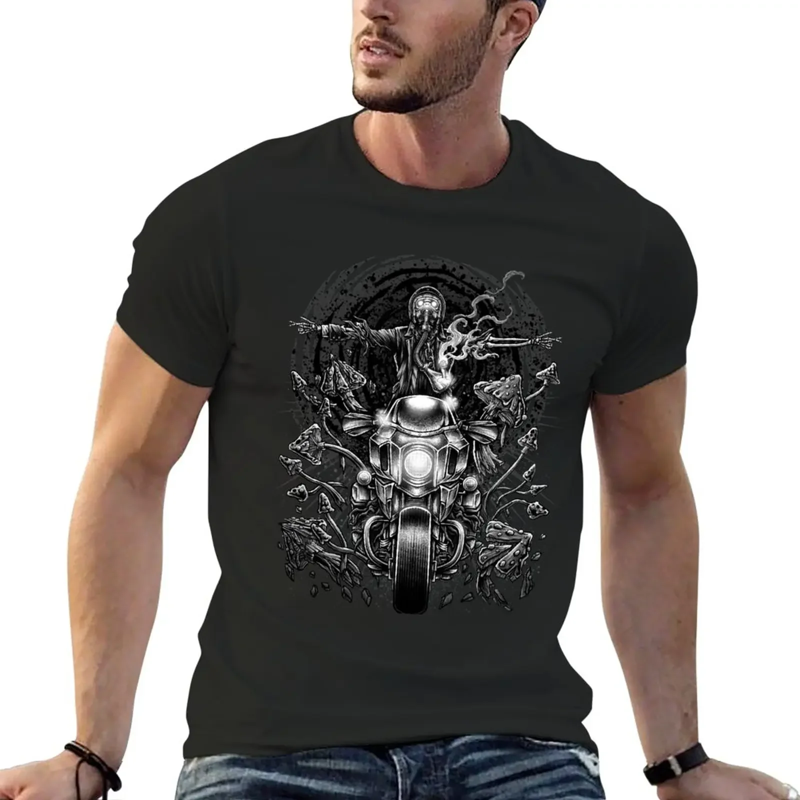 New Skeleton magic mushrooms rider T-Shirt T-shirt short T-shirt for a boy funny t shirts mens plain t shirts