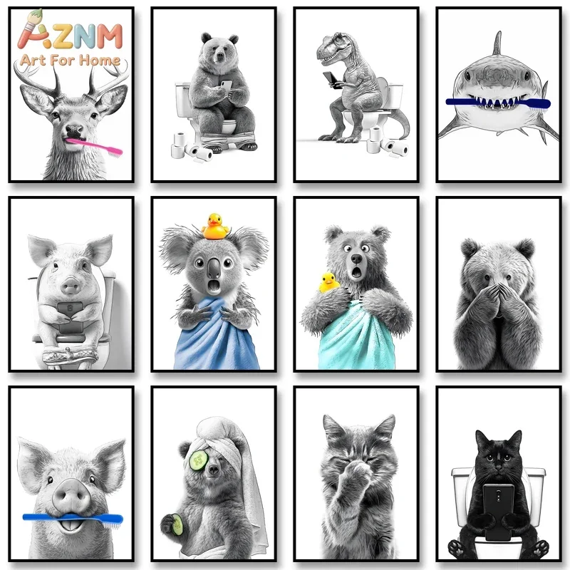 Lustiges Badezimmer-Kunstposter Toiletten-Humor Leinwanddruck Badezimmer-Wandbild für Wohnzimmer Cuadros Heimdekoration