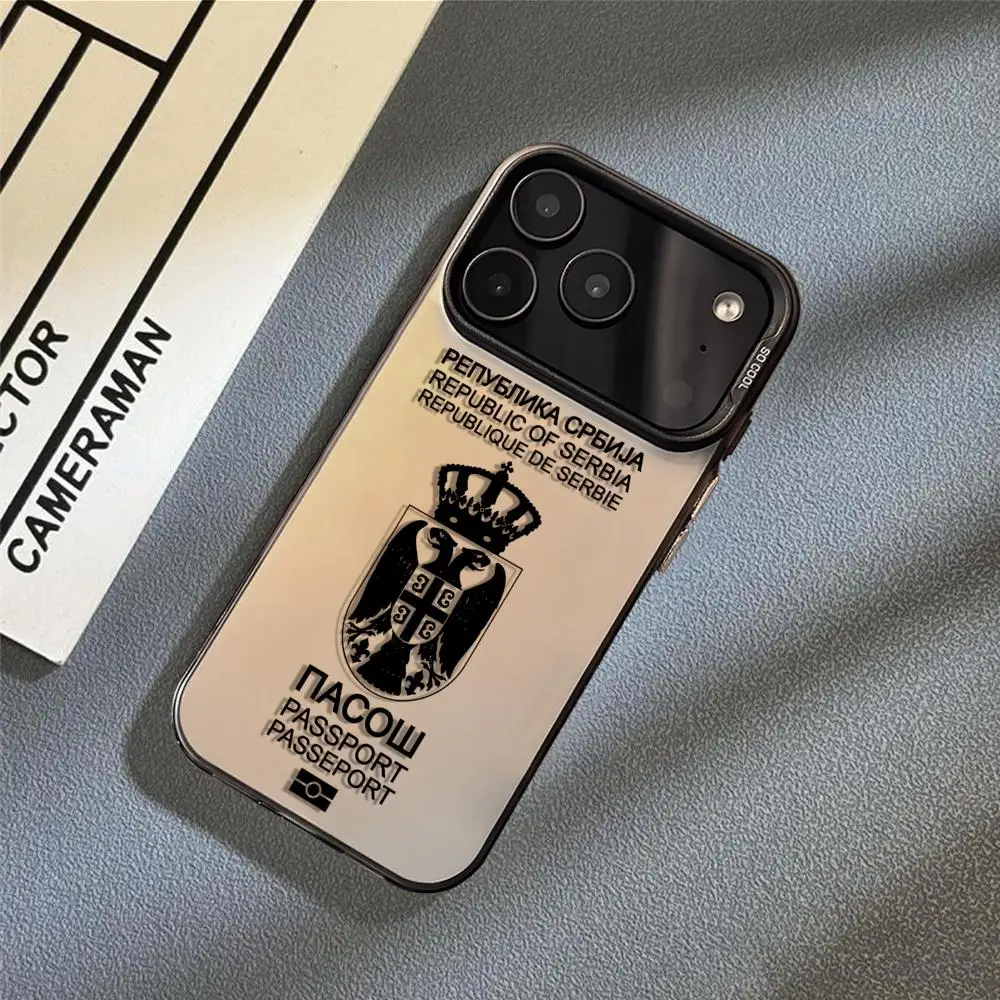 صربيا جواز السفر شعار جراب هاتف آيفون 17 16 15 14 13 12 11 برو ماكس الهواء ماتي ليزر أورورا للصدمات فوندا PIKPAKA