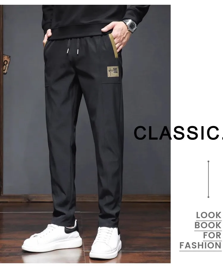 Large size cargo sweatpants men straight leg new wide autumn and winter fashion brand elasticated waist sports casual pants