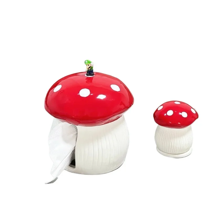 

Creative mushroom tissue box design sense light luxury high-end ceramic pumping carton living room coffee table high value