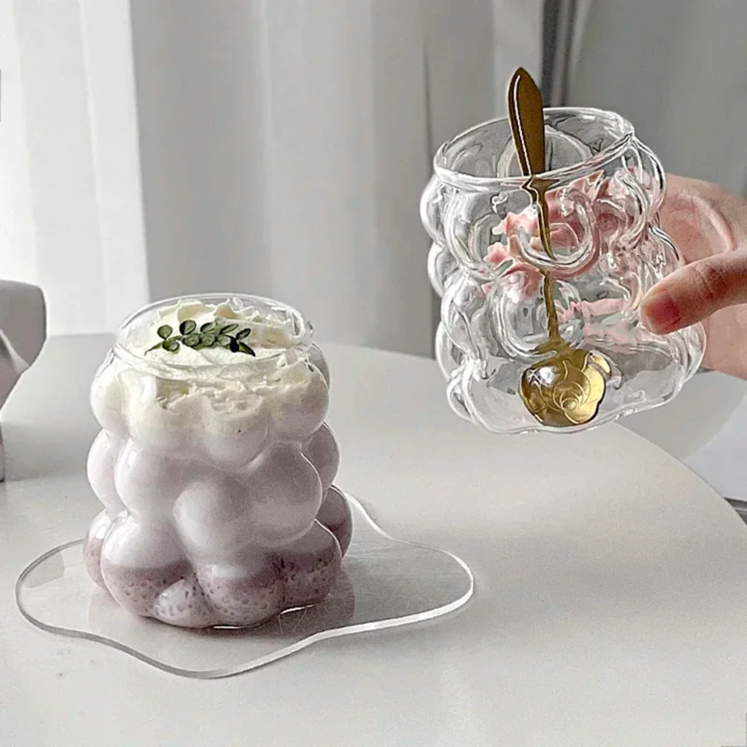 Creative Transparent Grape-shaped Glass Cup with Handle for Drinking Juice, Beer, Milk, and Tea - Unique Glassware for Coffee Lo