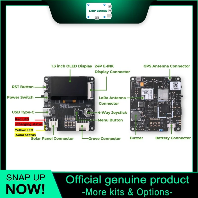 جهاز Wio Tracker L1 LoRa منخفض الطاقة، جهاز إرسال واستقبال SX1262 862–930 ميجا هرتز مع nRF52840 MCU، L76K GNSS و Meshtastic #1