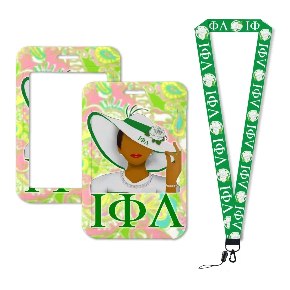 Lota Phi Lambda Sorority Pattern Card Holder Badge Holder Certificate Work Card Holder With Lanyard Gift Accessories