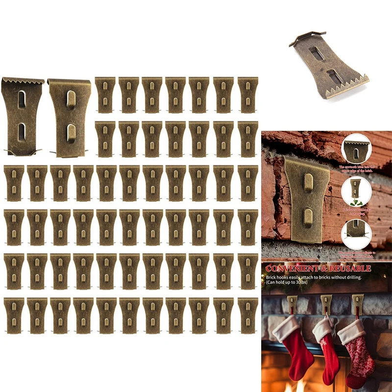 Brick Wall Clips For Hanging Outdoors Hooks Wall Siding Hooks, No Drill Fits Bricks 2 1/4 Inch To 2 3/8 Inch