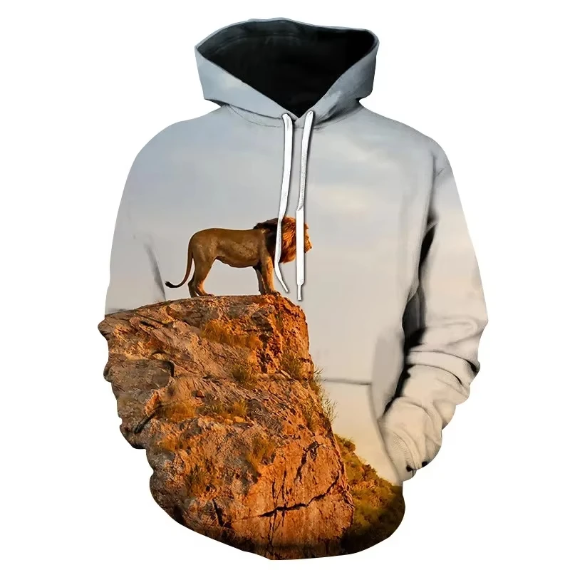 جديد حار بيع الموسم 3D الأسد الطباعة الرقمية فضفاض زوجين الرجال هوديي البلوز الشارع الشهير طفل هوديي المرأة هوديي #6