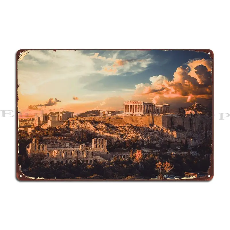 Parthenon Acropolis Athens Metal Plaque Poster Classic Character Wall Decor Wall Personalized Tin Sign Poster