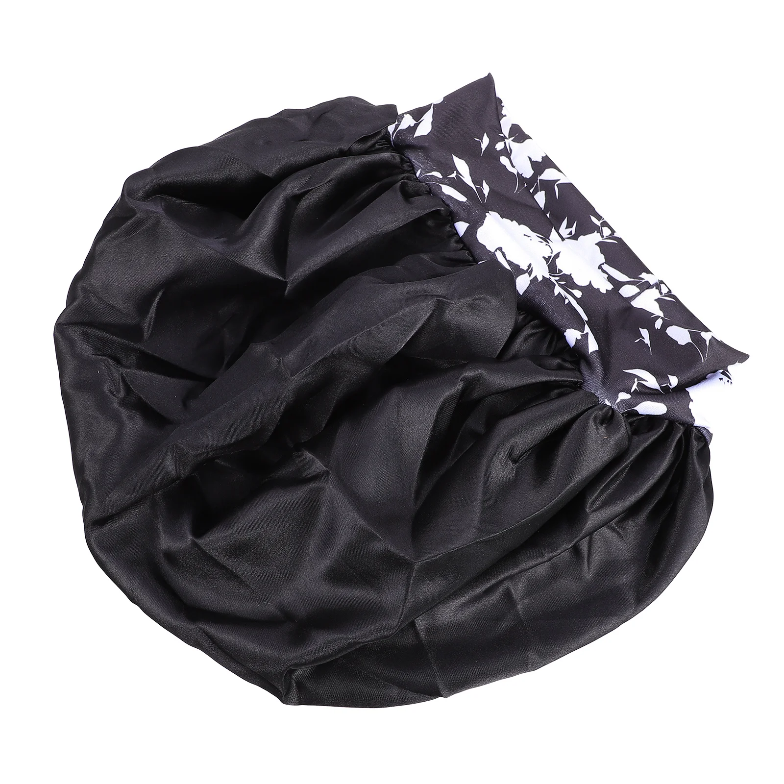 

Large Satin Elastic Sleep Cap Night Sleeping Hair Bonnet Flower Printed Soft Smooth Hair Protection