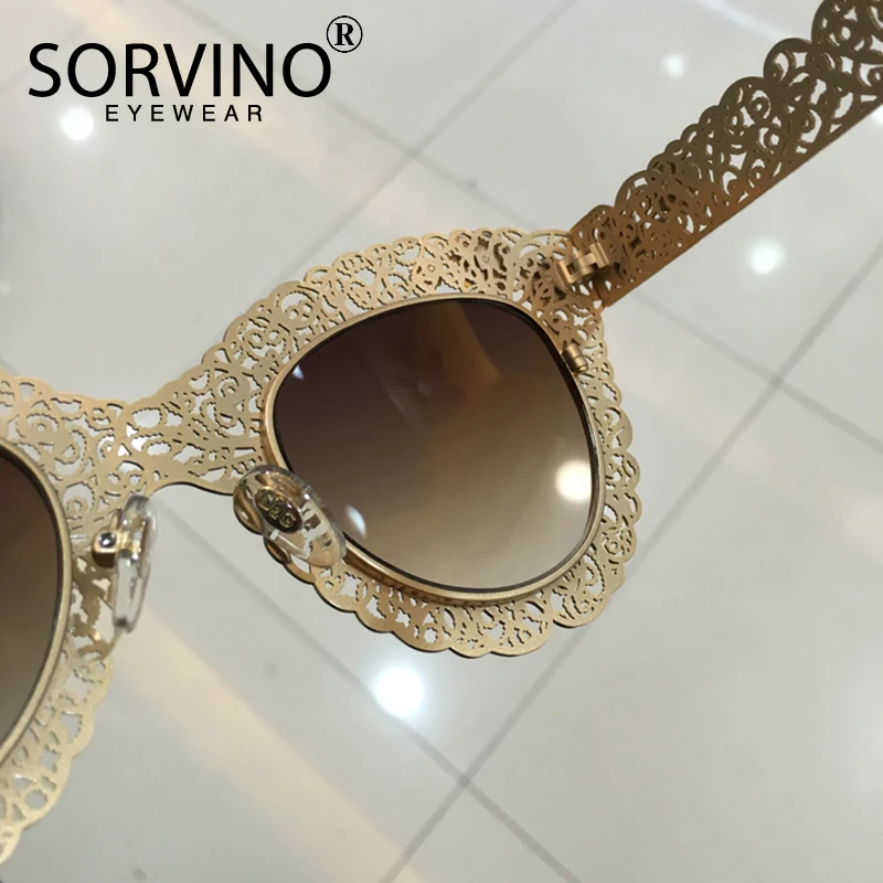 SORVINO Vintage Gold Oversized Cat Eye Sunglasses Women 2020 Luxury Brand Retro Goggles Trendy Festival Sun Glasses Shades SP169