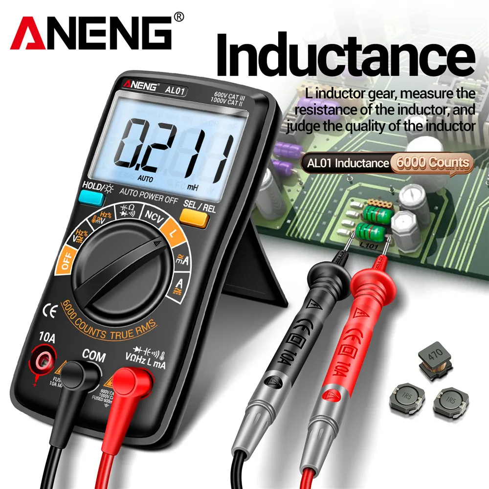 AC/DC Voltage Meter Current Tester Electrician Tools Inductance Digital Multimeter Professional   AL01 6000 Counts True-RMS