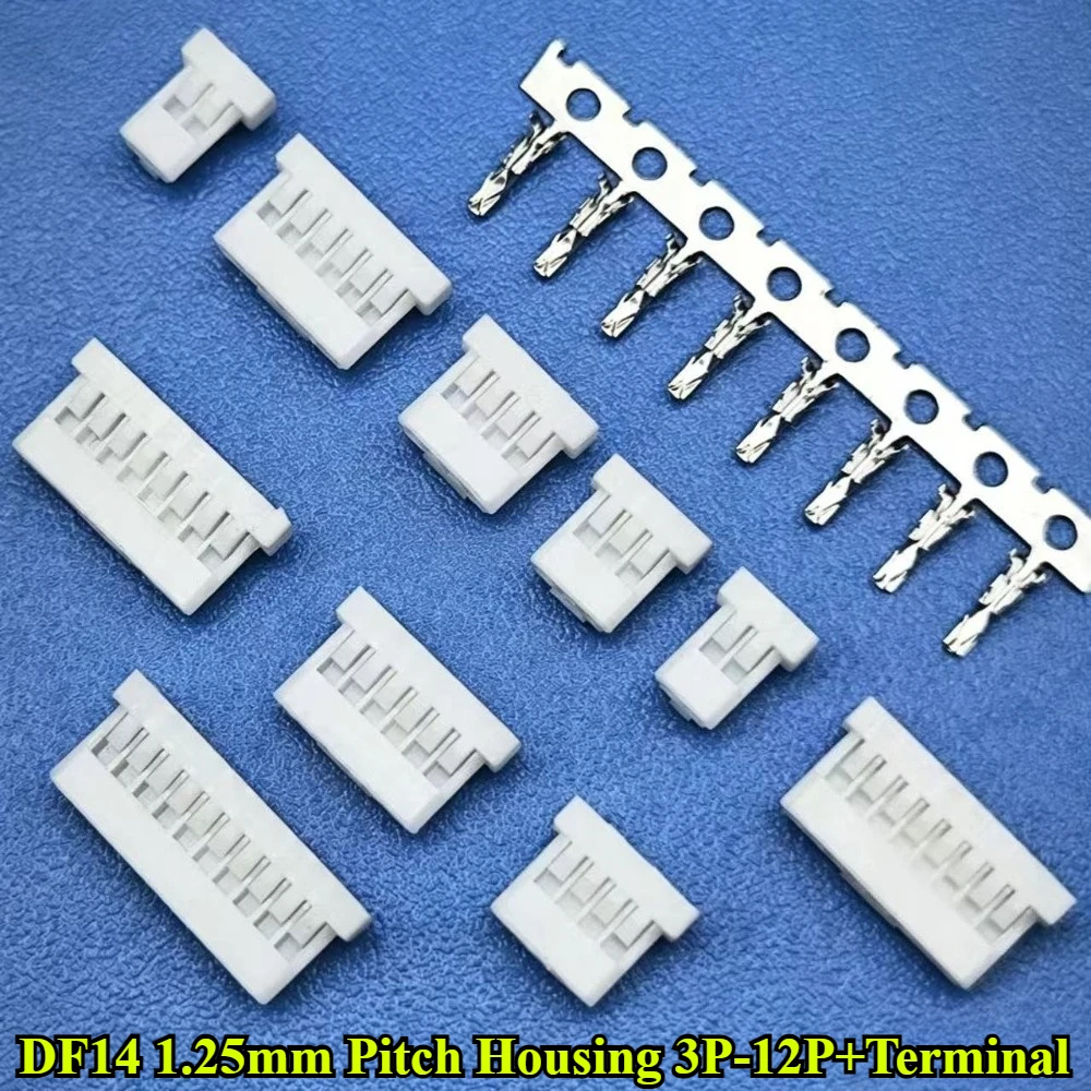 200Pcs DF14 Ultra-Thin Housing With Lock Buckle Pitch 1.25mm 3P/4P/5P/6P/7P/8P/9P/10P/12P Plastic Shell Terminal Connector