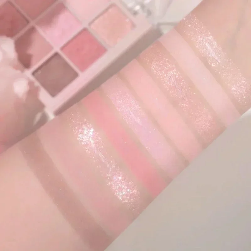 Paleta de sombras de ojos de nueve colores, maquillaje de ojos de larga duración, rosa, Nude, marrón, baja saturación, Nacarado, mate, brillo, nuevo