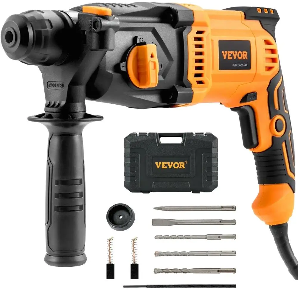 

Rotary Hammer Drill Corded SDS-Plus 1 4 Speed Modes Chipping Drill