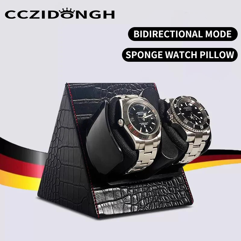 CCZIDONGH Automatic Watch Winder Luxury PU Leather 2 Slots Watch Storage Case With Quiet Motor Memory Cotton Watch Box