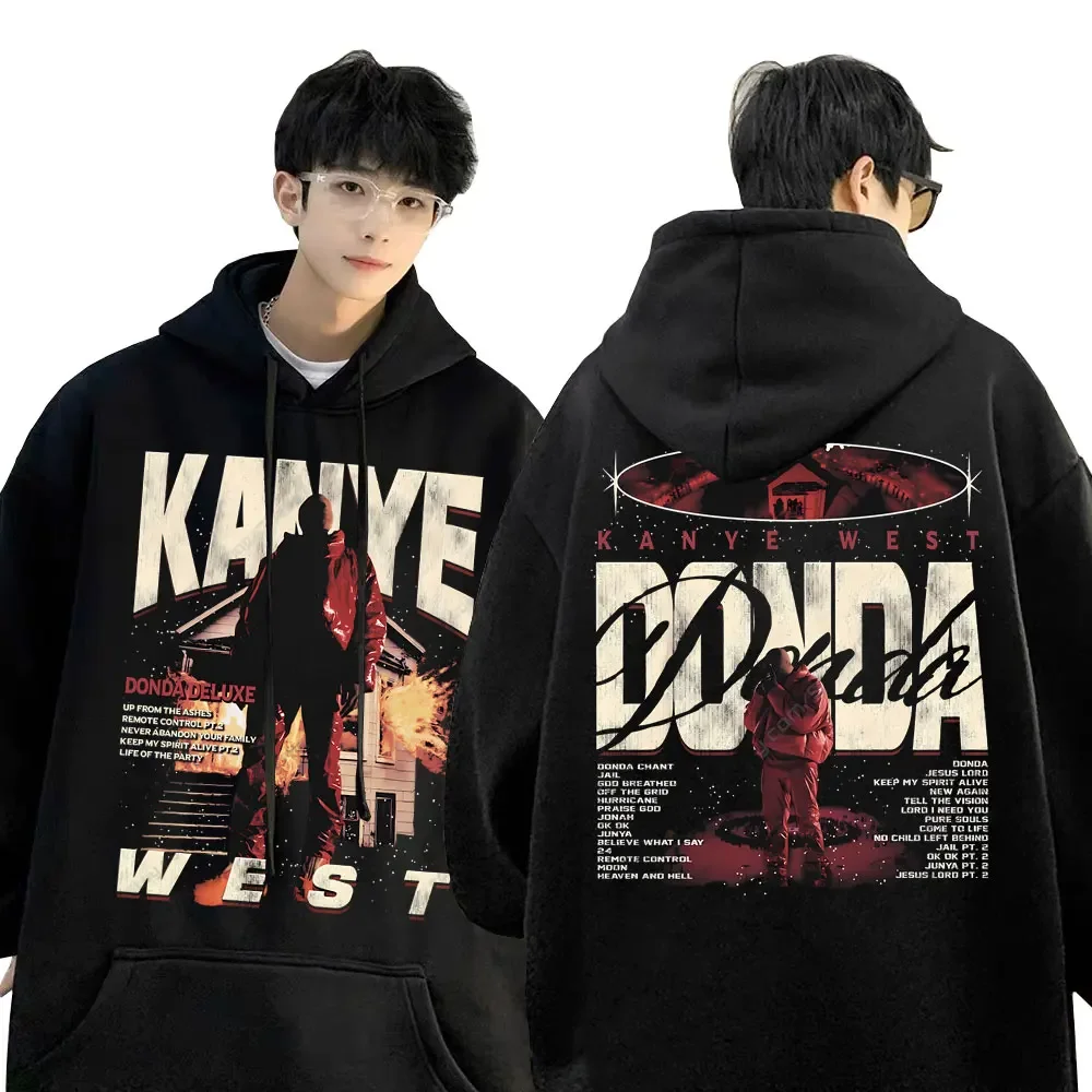 Rapper Kanye Weesst Donda Graphic Print Hoodie Men Fleece Cotton Sweatshirt Men's Hip Hop Oversized Hoodies Male Casual Pullover