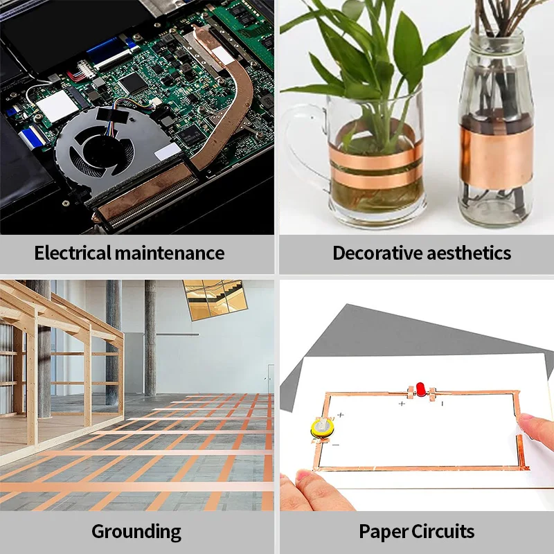 Single sided conductive copper foil tape, high temperature resistant, used for anti-static maintenance, signal shielding, other